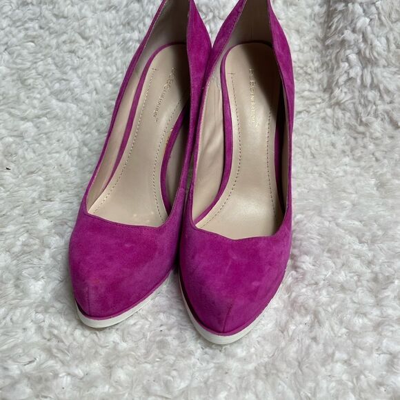 BCBG Generation Pinkie leather suede hot pink slip on heels pointed toe Size 9.5 - Picture 2 of 11